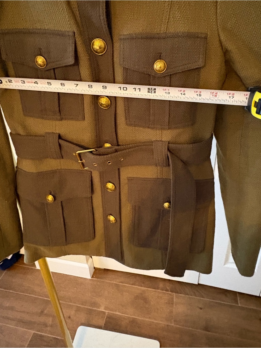 Veronica Beard Sonoma Jacket in Army and Loden Military Utility with Belt Size 8 - Picture 9 of 10